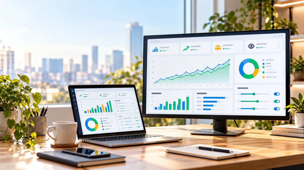 Sunlit Analytics Workspace with City Views